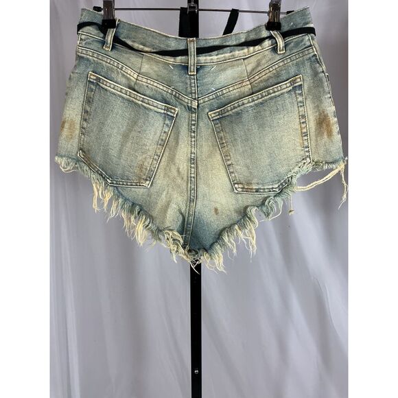 Maison Margiela Belted Distressed Denim Shorts Blue 6 - Picture 3 of 3